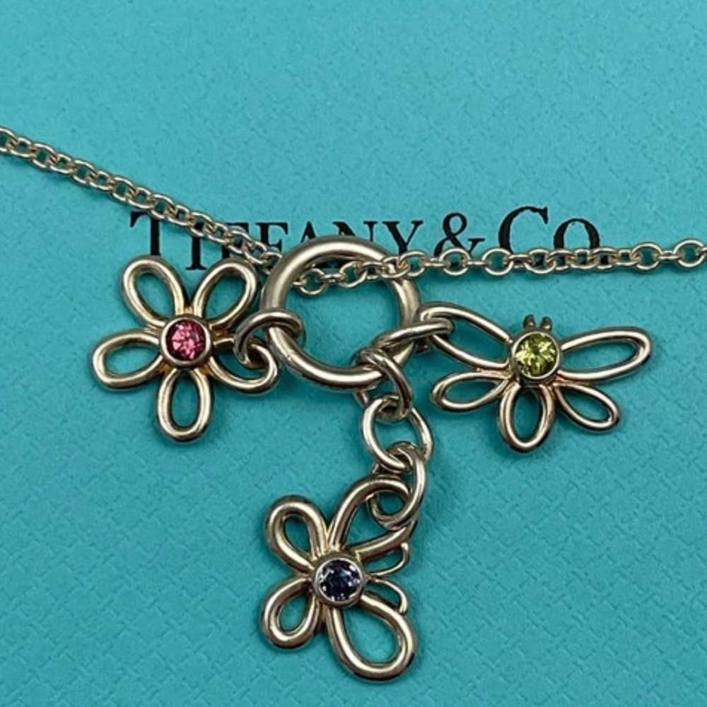 Authentic Rare Tiffany &Co. Multistone Flower, Butterfly & Dragonfly Necklace